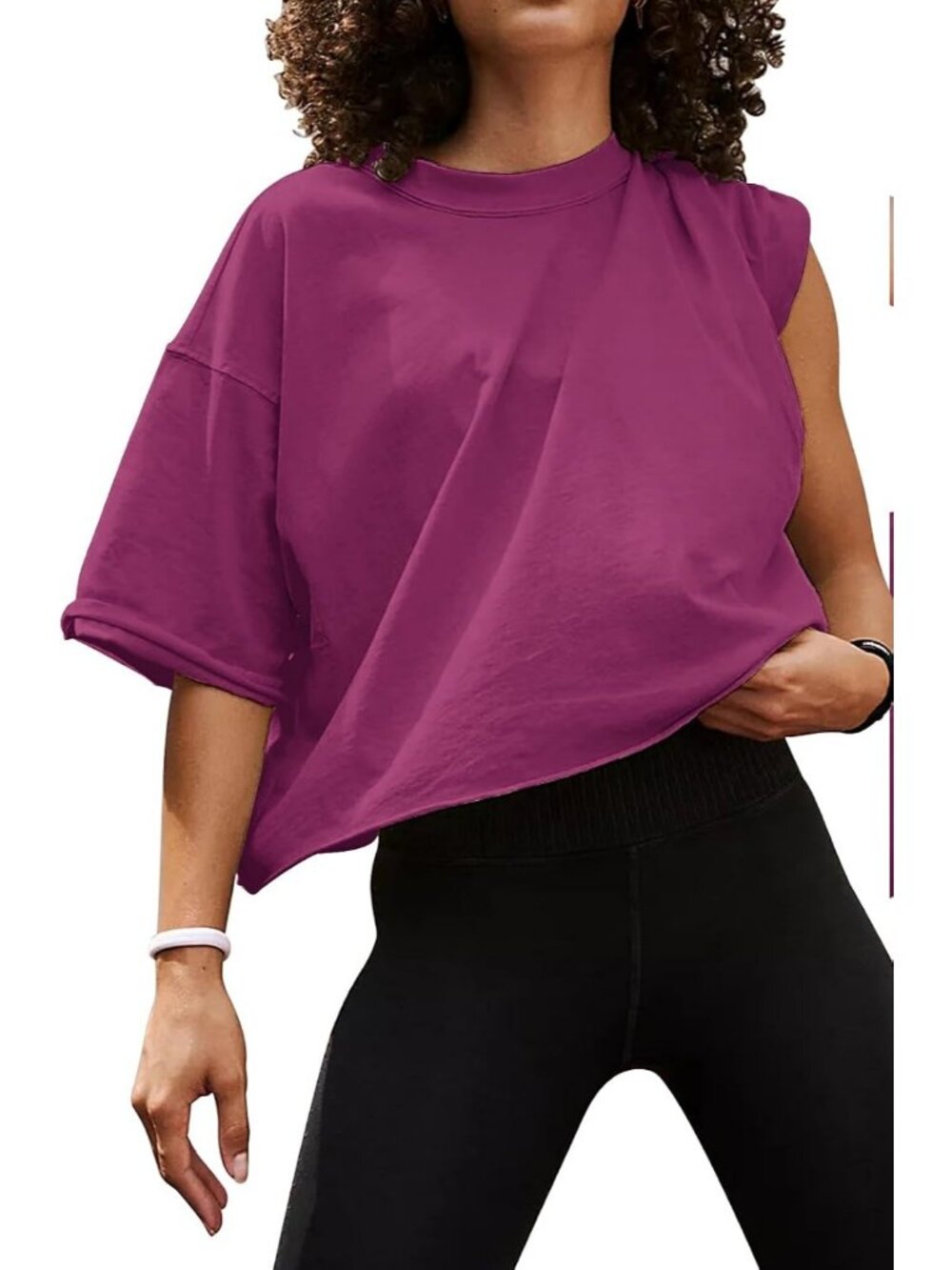 Women's Purple Red Crew Neck Short Sleeve Crop Tops Casual Basic Tees Shirts